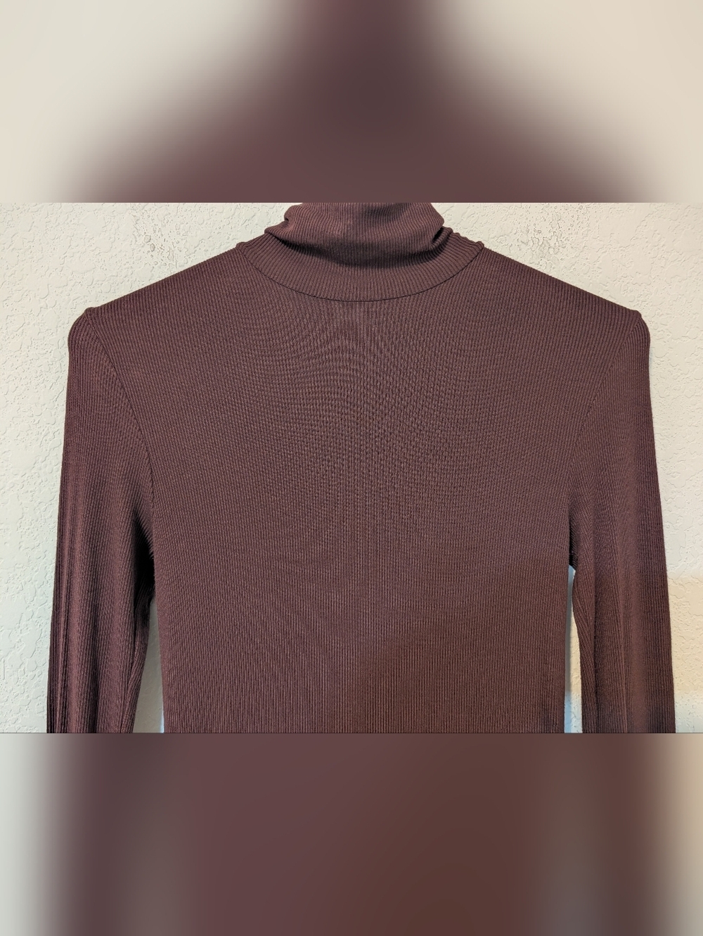 Enza Costa Burgundy Ribbed Viscose Silk Turtleneck Slim Bodycon Mini Dress SM - Picture 6 of 10